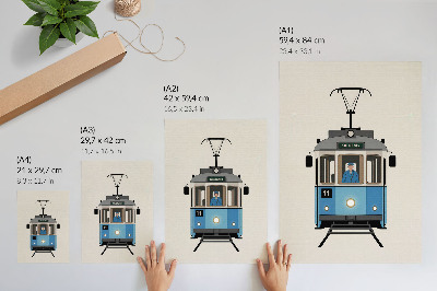 Plakát Retro tramvaj v minimalistickém stylu