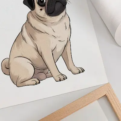 Plakátový obraz portrét psa v ilustrativním stylu s jemnými barvami