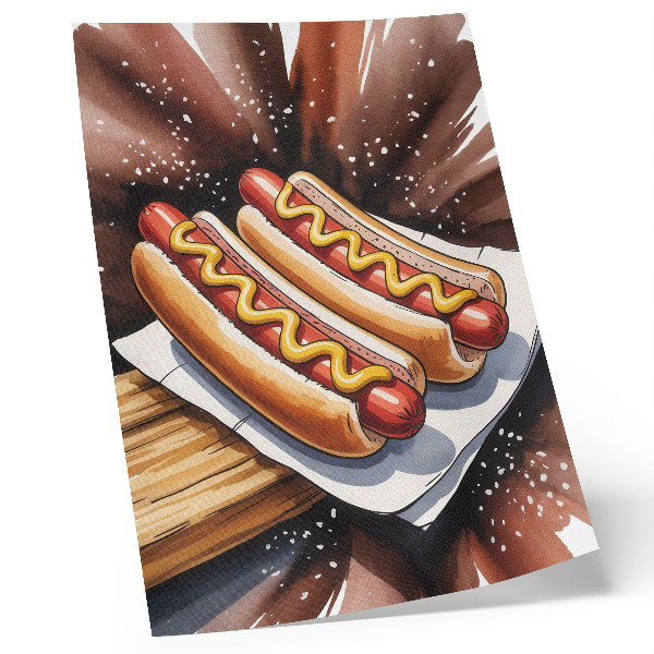Dekorativní plakát Chutné hot dogy v veselé, moderní atmosféře