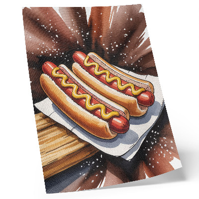 Dekorativní plakát Chutné hot dogy v veselé, moderní atmosféře