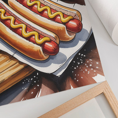 Dekorativní plakát Chutné hot dogy v veselé, moderní atmosféře