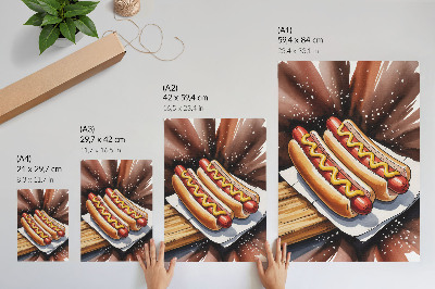 Dekorativní plakát Chutné hot dogy v veselé, moderní atmosféře
