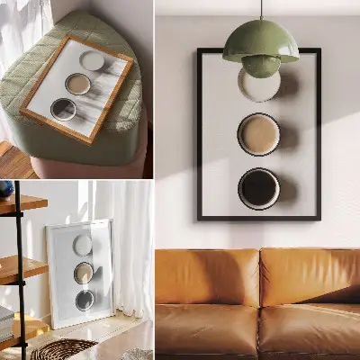 Plakát minimalistické uspořádání tří různých nápojů