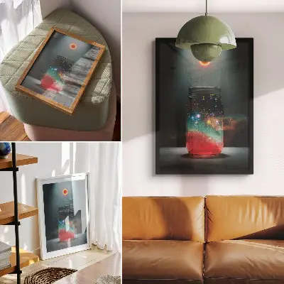 Plakát vesmírná sklenice s barevnými světly