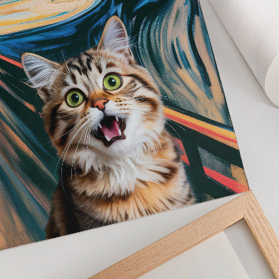 Plakát na zeď Kočka na pozadí živé, abstraktní malby.