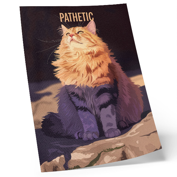 Nástěnný plakát Kočka s textem oranžovošedá béžová