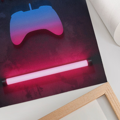 Plakát Dynamika hrací podložky s neonovým pixelovým nápisem
