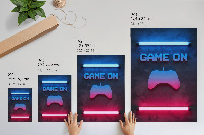 Plakát Dynamika hrací podložky s neonovým pixelovým nápisem
