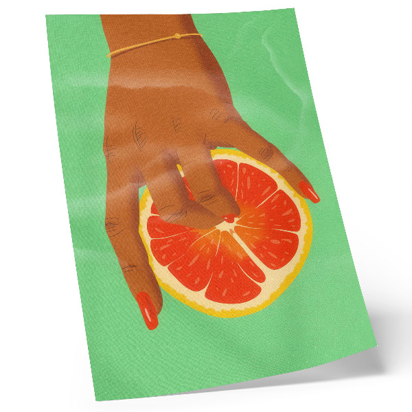Plakátový obraz Ruka s grapefruitem, zářivými barvami pop art
