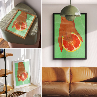 Plakátový obraz Ruka s grapefruitem, zářivými barvami pop art