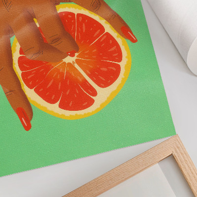 Plakátový obraz Ruka s grapefruitem, zářivými barvami pop art