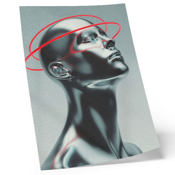 Plakát na zeď Futuristická socha modernity červená šedá