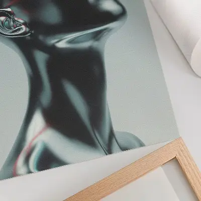 Plakát na zeď futuristická socha modernity v červené a šedé barvě