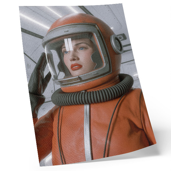 Nástěnný plakát Vesmírná postava ve skafandru oranžové modernity