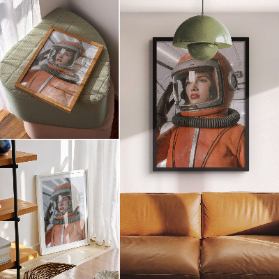 Nástěnný plakát Vesmírná postava ve skafandru oranžové modernity