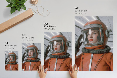 Nástěnný plakát Vesmírná postava ve skafandru oranžové modernity
