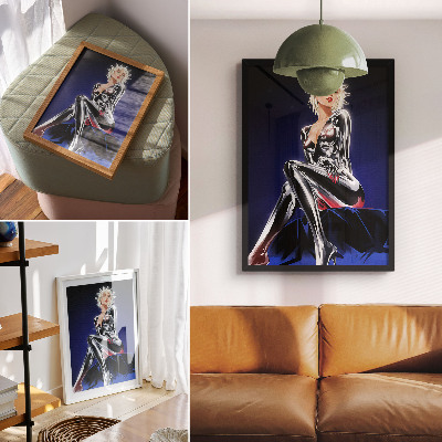 Nástěnný plakát Futuristická postava, lesklé prvky, intenzivní barvy