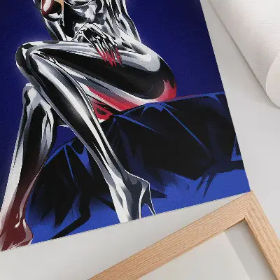 Nástěnný plakát futuristická postava s lesklými prvky v intenzivních barvách