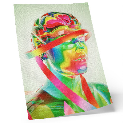 Nástěnný plakát Barevné vlny na futuristické postavě
