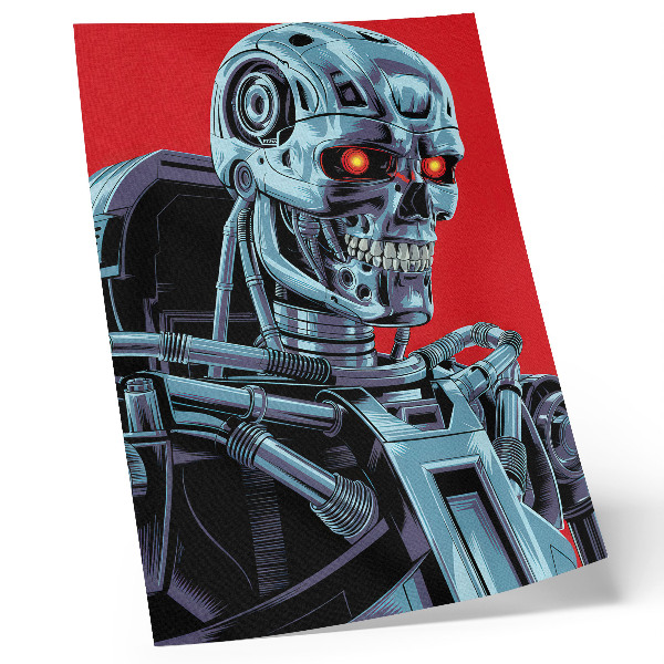Plakátový obraz Futuristický robot na červeném pozadí