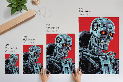 Plakátový obraz Futuristický robot na červeném pozadí