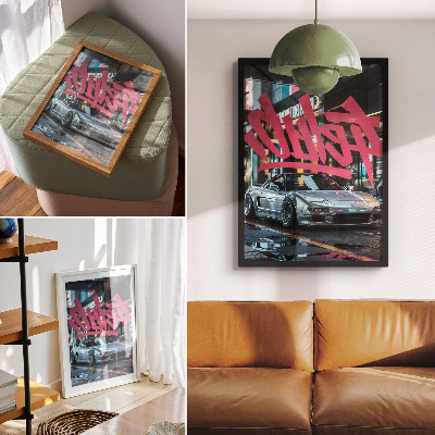 Plakát Graffiti sportovních aut v moderním městském životě