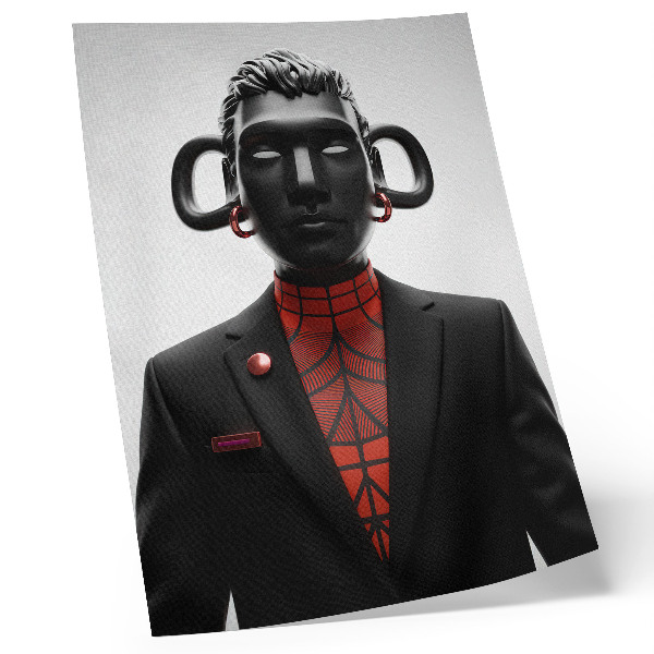 Nástěnný plakát Futuristický design s černobílým a červeným motivem