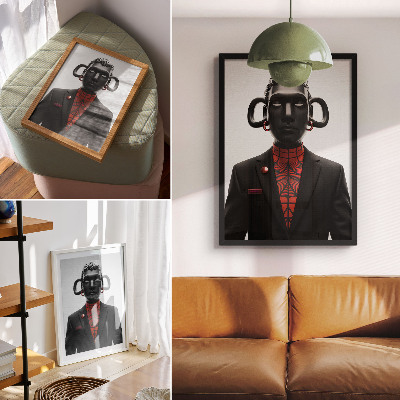 Nástěnný plakát Futuristický design s černobílým a červeným motivem