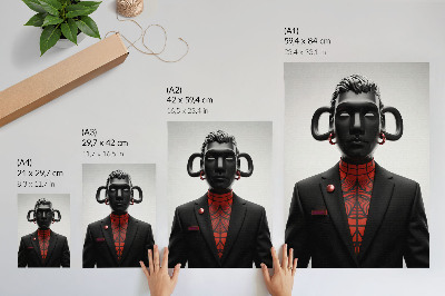 Nástěnný plakát Futuristický design s černobílým a červeným motivem