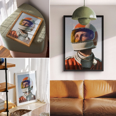 Nástěnný plakát Postava ve vesmírné helmě, futuristická atmosféra