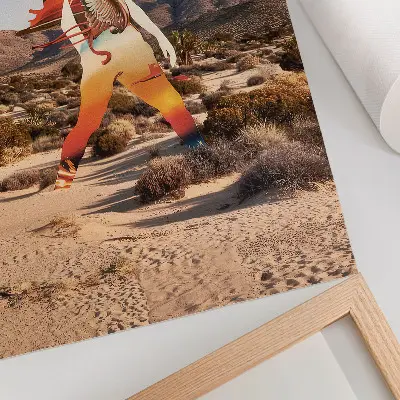 Plakát na zeď postava v poušti se surrealistickým motivem