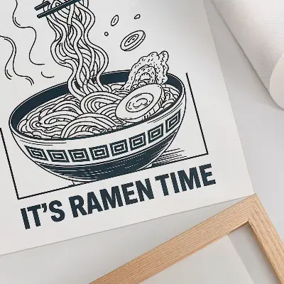Plakát hůlky v misce ramen v komiksovém stylu