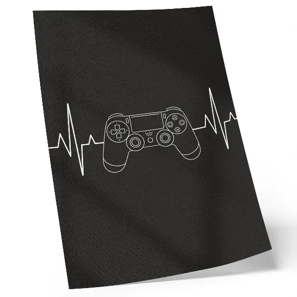 Plakát na zeď minimalistické herní téma s černobílým srdcem