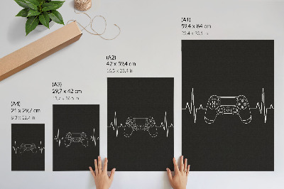 Plakát na zeď Minimalistické herní téma černobílé srdce