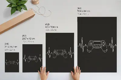 Plakát na zeď minimalistické herní téma s černobílým srdcem