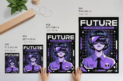 Dekorativní plakát s motivem fialového dynamického tématu budoucích technologií