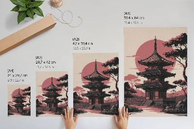 Plakát Orientální pagoda příroda stromy harmonie estetika