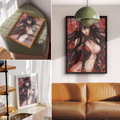 Plakátový obraz Anime krása elegance, dynamická červená černá