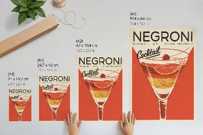 Dekorativní plakát s grafikou koktejlů v retro stylu s nádechem nostalgické elegance