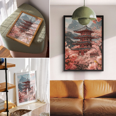 Plakát na zeď Romantická atmosféra hory Cherry Tree Pagoda