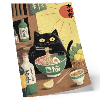 Plakát Kočka s ramenem a citrony, japonská tématika, nadčasová atmosféra