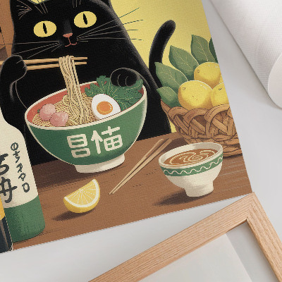 Plakát Kočka s ramenem a citrony, japonská tématika, nadčasová atmosféra