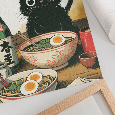 Plakát na zeď Láhev saké s černým kočičím ramenem v japonském motivu