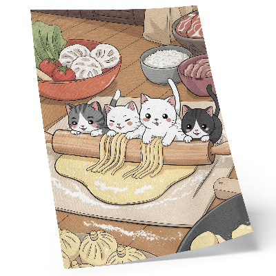 Dekorativní plakát Koťata v kuchyni teplé palety ilustrace