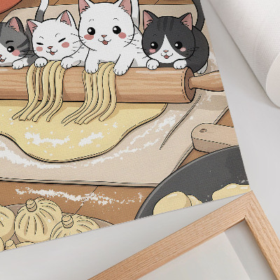 Dekorativní plakát Koťata v kuchyni teplé palety ilustrace