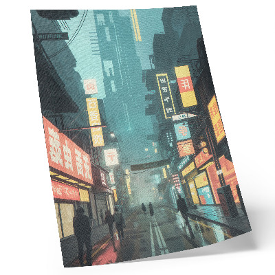 Dekorativní plakát Městská noční scéna s retro-futuristickým stylem a neonovými světly