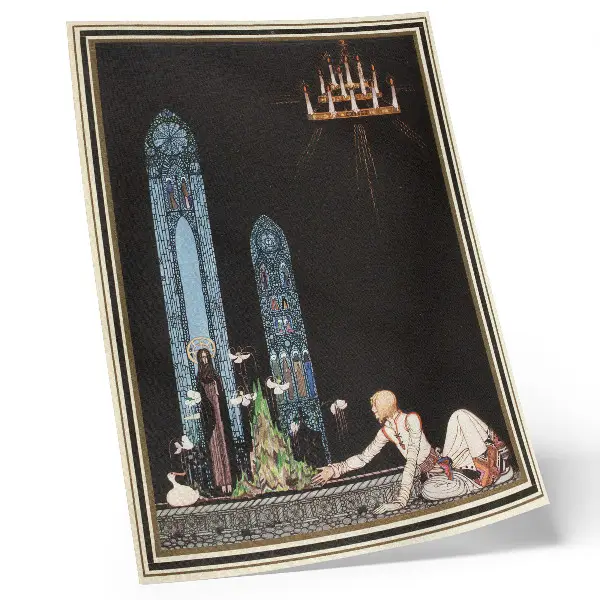 Dekorativní plakát ilustrace Kay Nielsenové ke knize Na východ od Slunce a na západ od Měsíce