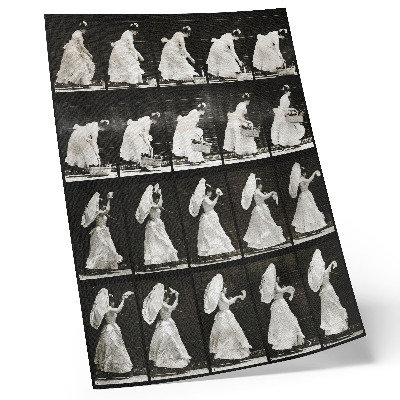 Plakát Žena zvedající košík, mávající kapesníkem (1887) – fotografie od Eadwearda Muybridge