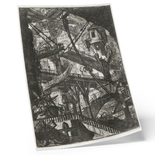 Plakátový obraz Padací most, deska VII ze série Carceri d'Invenzione, Giovanni Battista Piranesi
