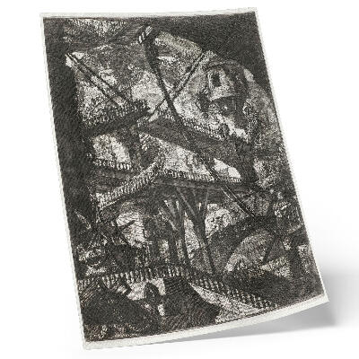 Plakátový obraz Padací most, deska VII ze série Carceri d'Invenzione, Giovanni Battista Piranesi